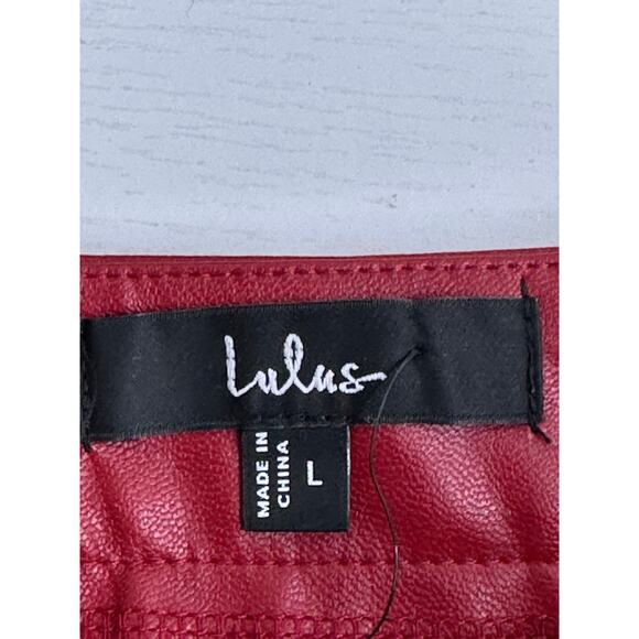 Lulus New! Fuchsia Pink Vegan Leather Mini Skirt Side Slit Goth Sexy Biker L - Picture 4 of 8